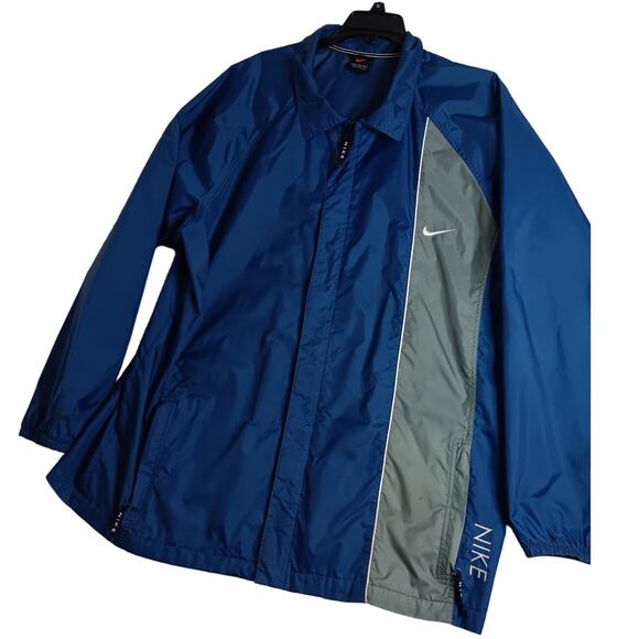 Nike Vintage Windbreaker Jacket XL Blue Y2K Embroidered Swoosh Track Performance - Picture 2 of 15